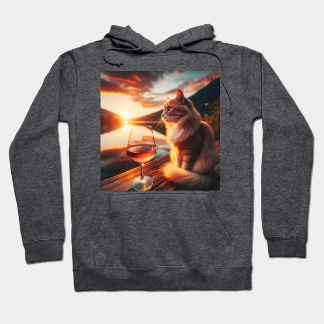 Cute orange cat dream date on sunset Hoodie by grazkaa